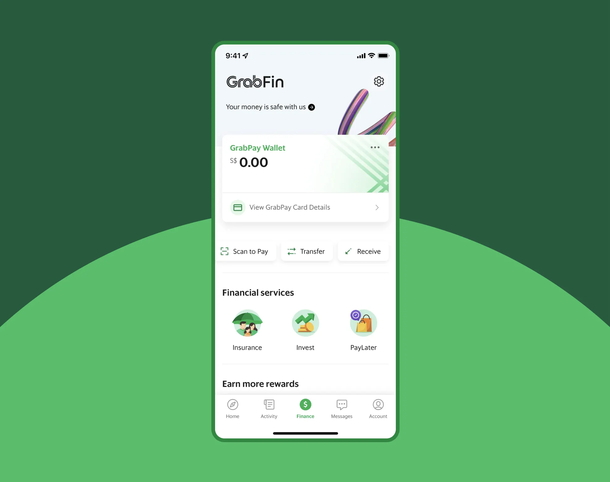 Grab Digital Finance tab app screen