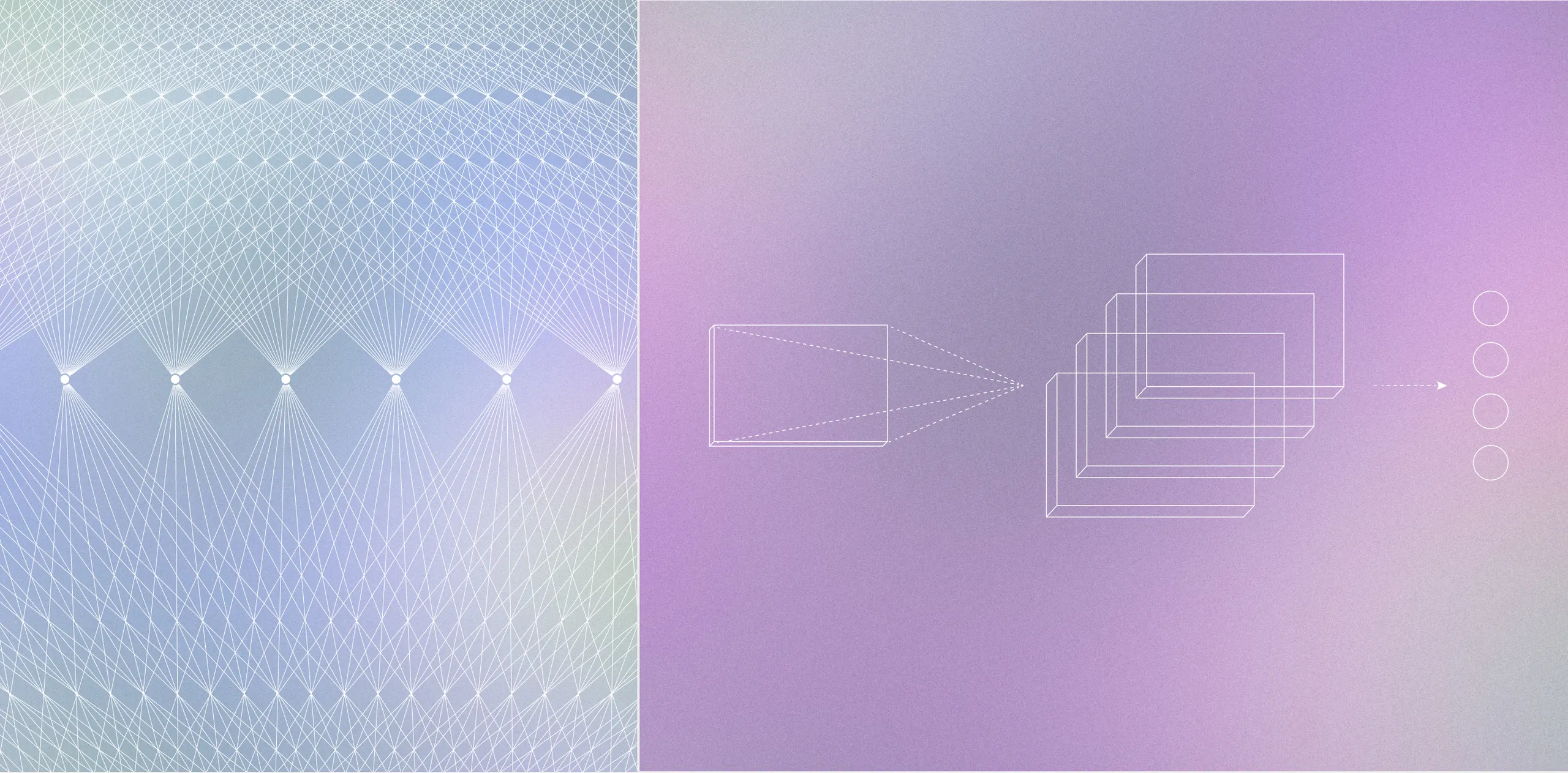 bstract gradient background with geometric patterns and a series of connected nodes, symbolising AI-driven processes and data flow.